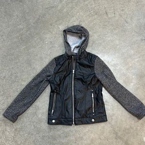 Girls, SO faux leather mixed media jacket size large 10-12